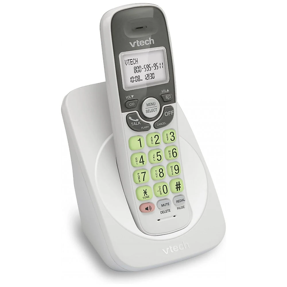 Telefone Sem Fio VTech Branco DECT 6.0 Viva-Duplo Full-Duplex Display Retroiluminado Teclado Iluminado ID Chamadas Montagem Parede VG131