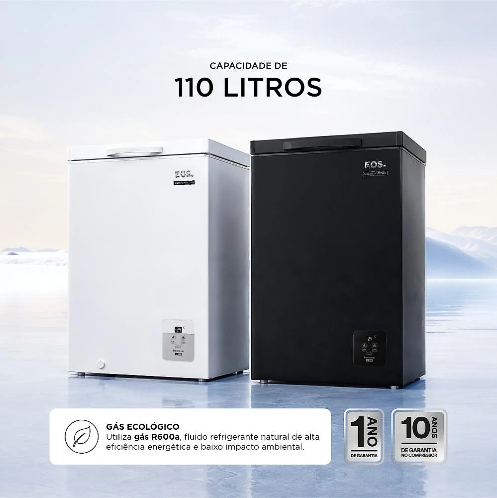 Freezer e Conservador Horizontal EOS 110 Litros Digital Tripla Ação Eco Inverter Branco EFH125IDX Bivolt