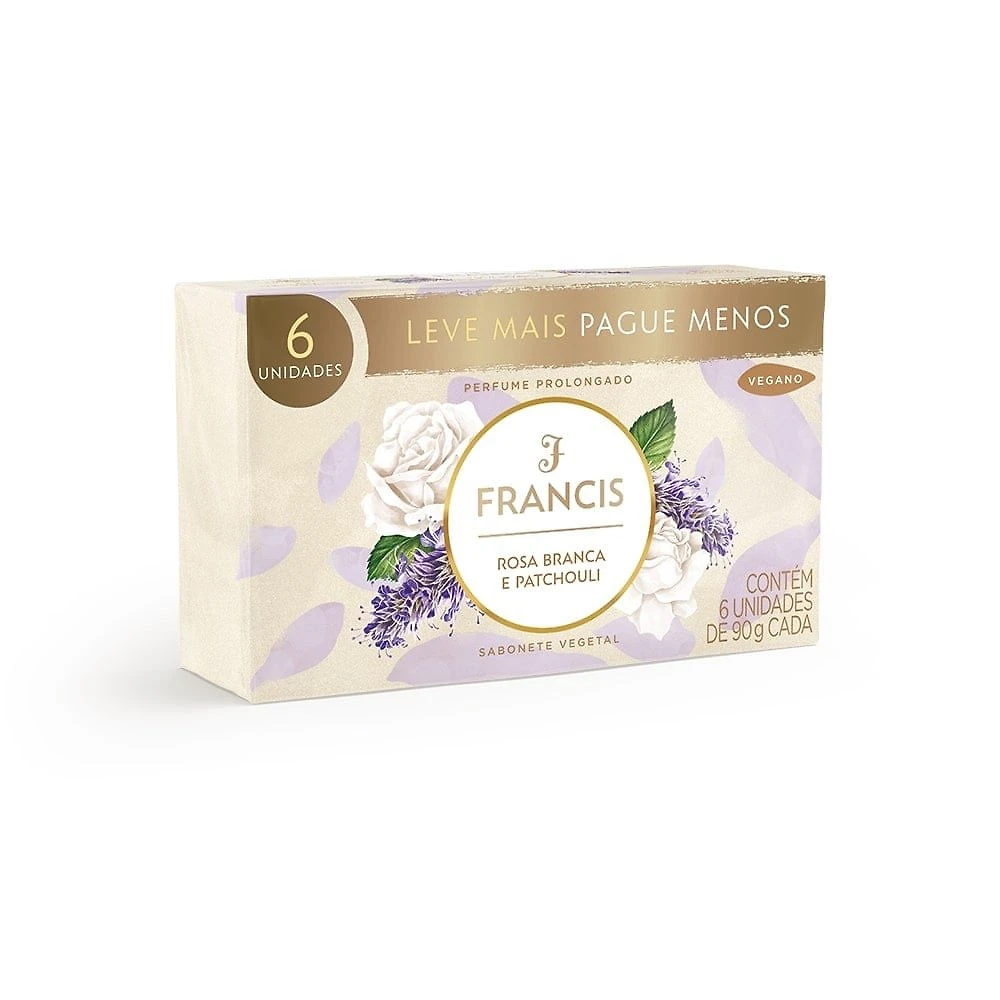 Kit Sabonete Em Barra Francis Clássico Branco 6 Unidades 90g Cada