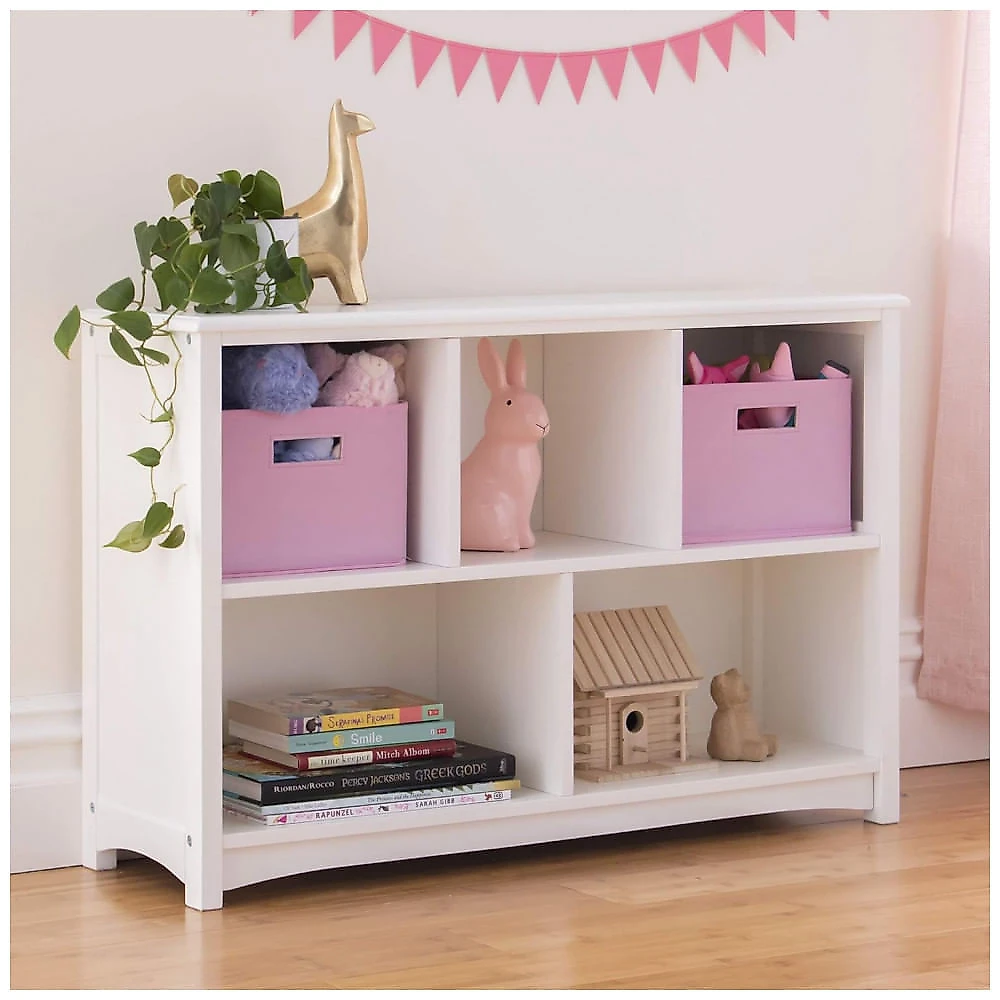 Estante Infantil Guidecraft Classic Branca 5 Compartimentos Madeira Durável 91x28x61cm Montagem no Chão