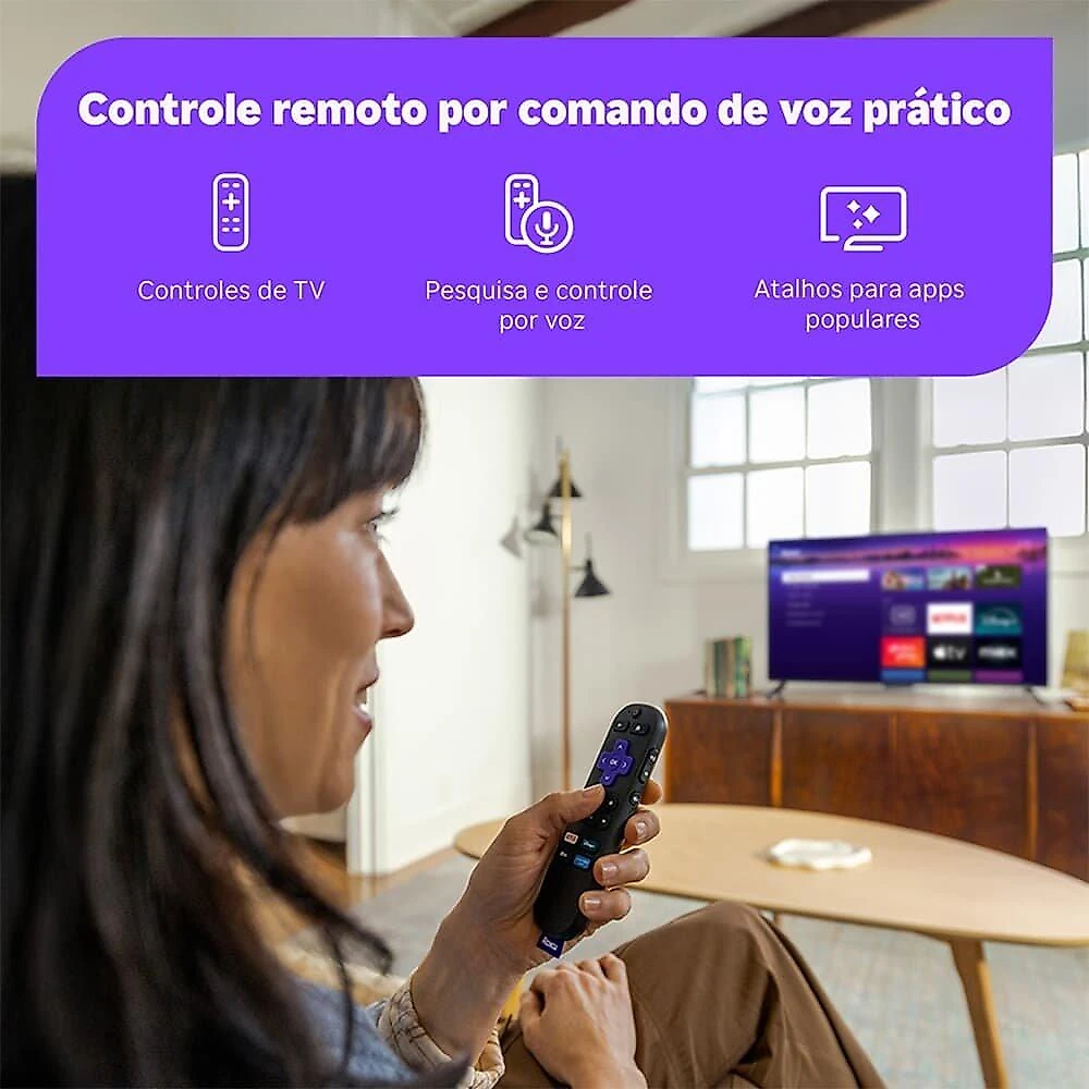 Roku Streaming Stick 2025, Dispositivo para TV HD/FHD, com Controle por Voz, Preto - 3840BR