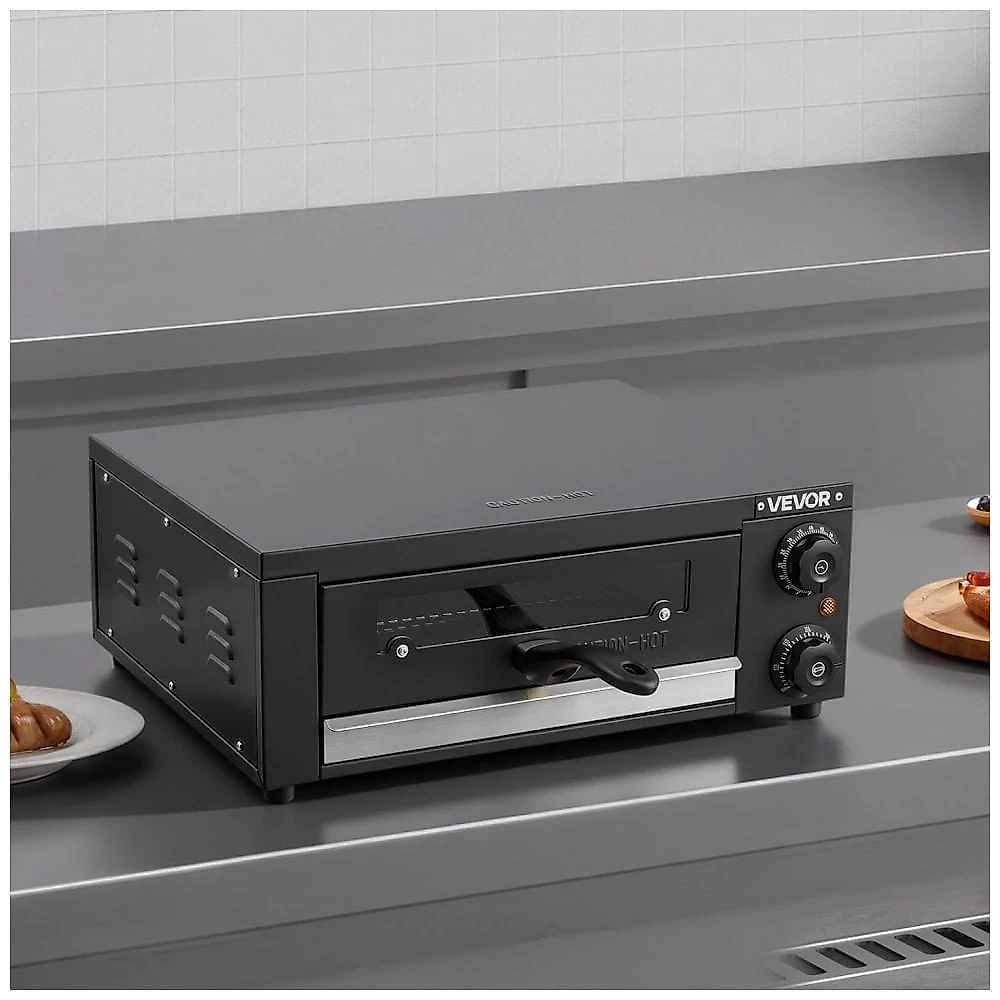 Forno de Pizza Elétrico VEVOR PSL-12 Preto 30 cm 1450W Timer Duplo Resistor 110V