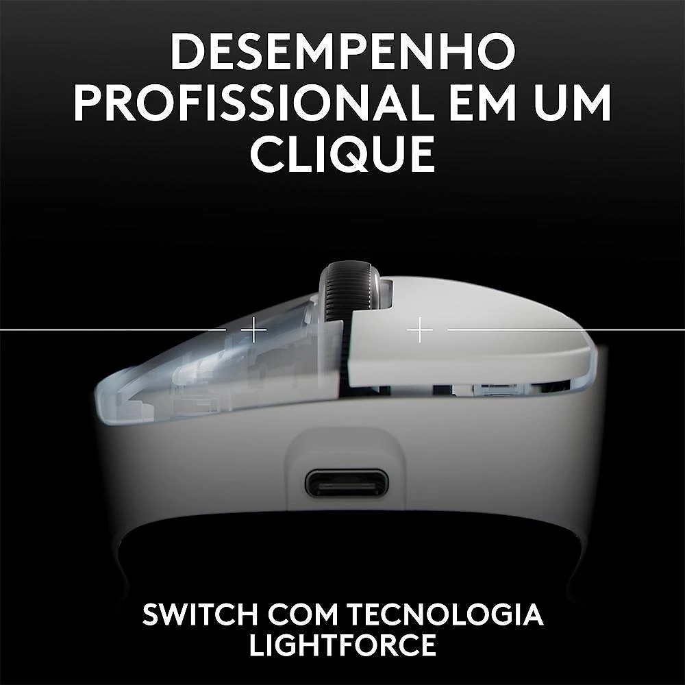 Mouse Gamer Sem Fio Logitech G Pro X Superlight 2 DEX, Lightspeed, 44.000 DPI, Design Assimétrico para Destros, Branco -910-007364