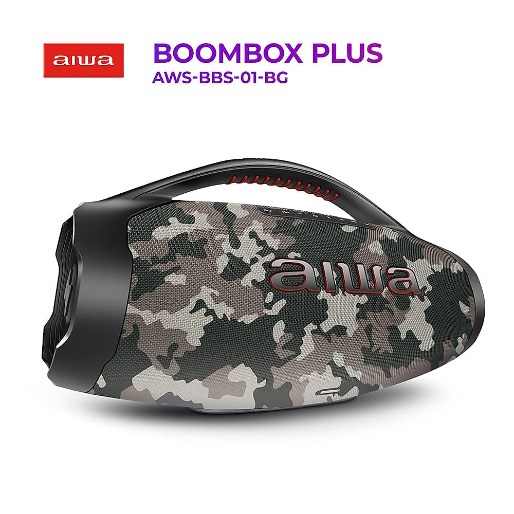 Miniatura Caixa de Som Boombox Plus AIWA BBS-01-BG 200W BT 30H IP66 USB Cinza BOOMBOX AWS-BBS-01-BG BIVOLT