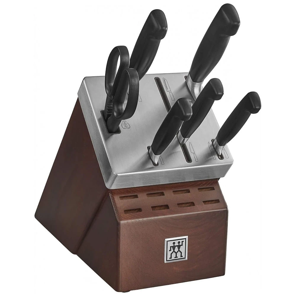 ZWILLING J.A. Conjunto de Facas em Aço Inoxidável com Afiador Embutido e Bloco de Bancada 7 Peças, HENCKELS 33423 00...