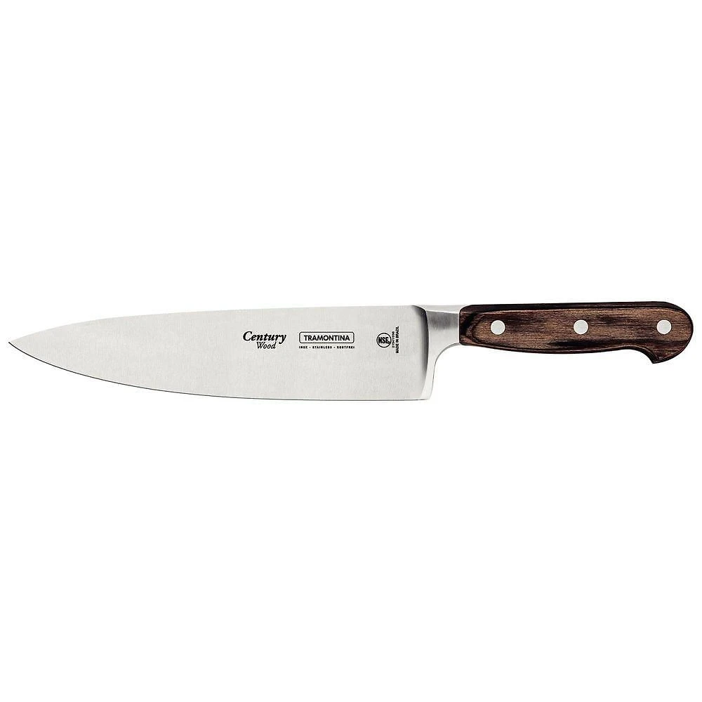 Faca Chef Tramontina Century Wood Aço Inox Cabo De Madeira Tratada Castanho 8pol Tramontina