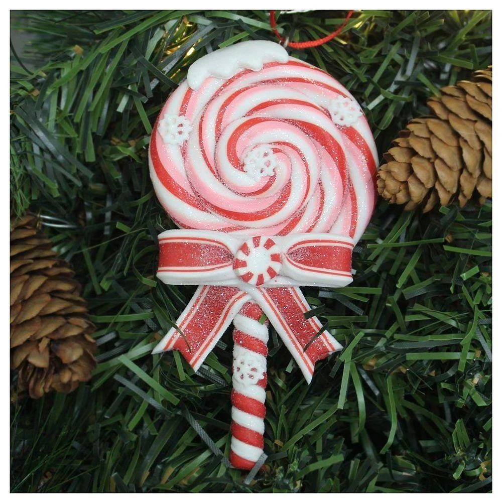 Kit 8 Enfeite Pendente Para árvore De Natal Doce Pirulito 13cm