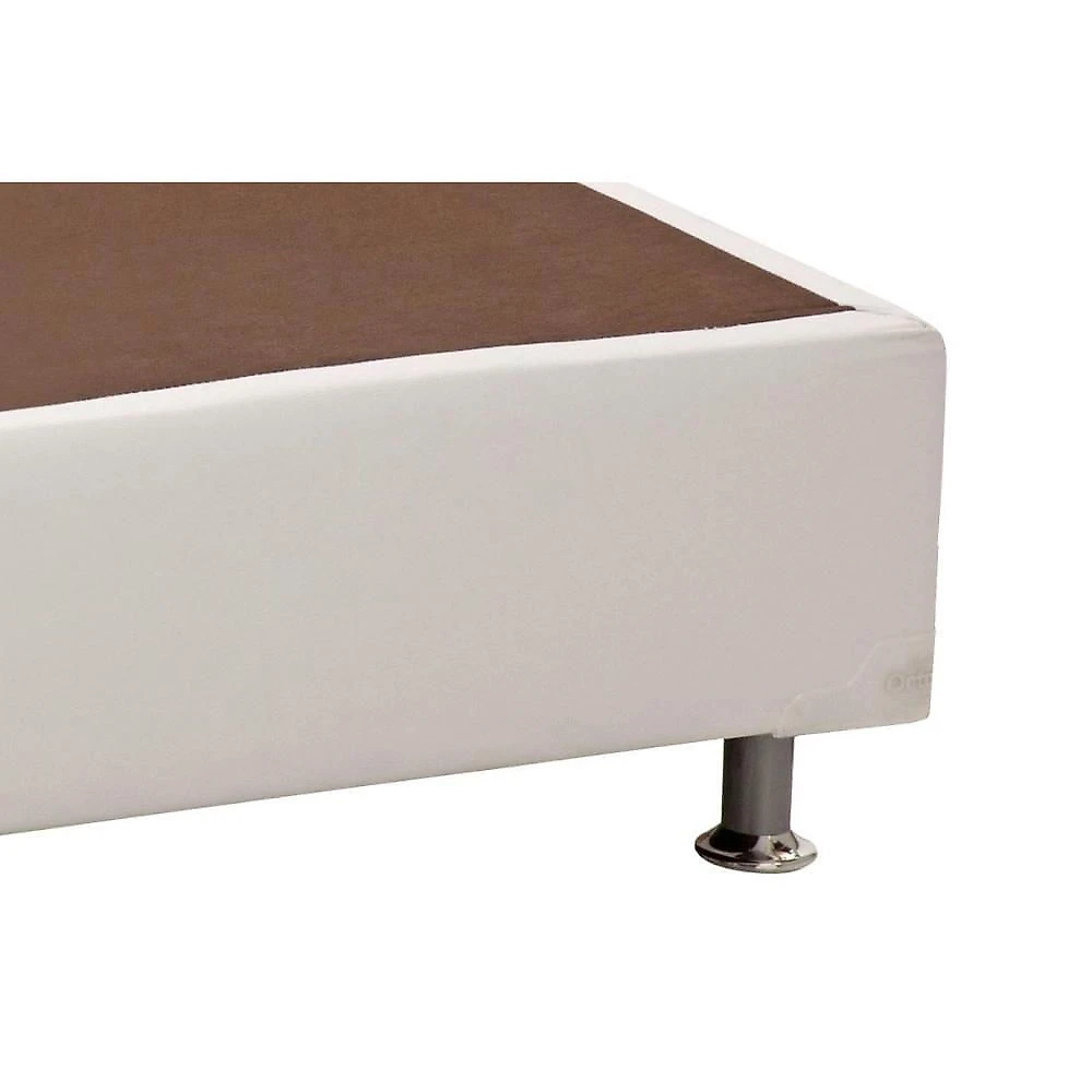 Base Cama Box Solteiro Corano White Madeira Courino Branco Ortobom