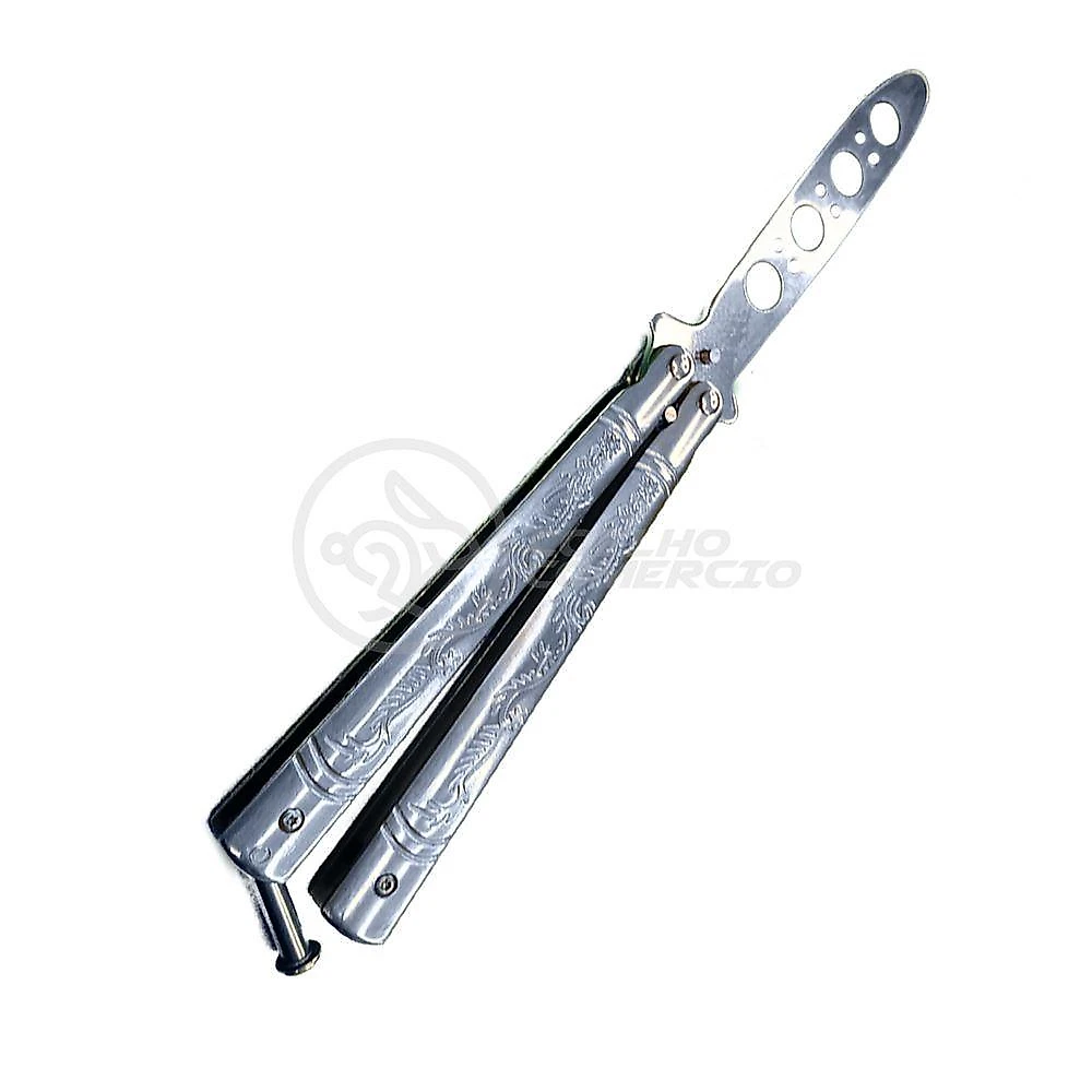 Knife Silver Butterfly Prata Borboleta Dobrável De Aço