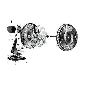 Ventilador de Mesa/Parede Wap Flow Turbo com 8 pás e 3 velocidades 180W - Preto e Cinza 110V