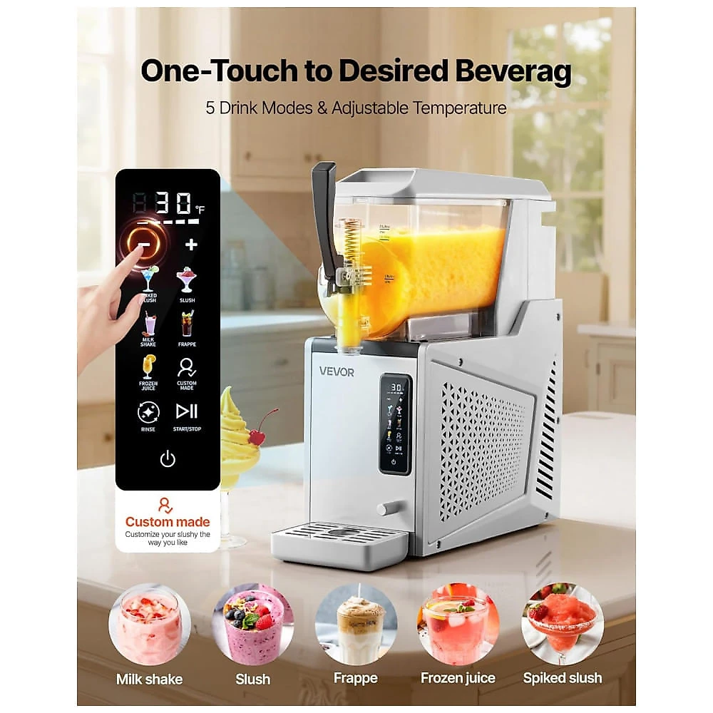 Máquina de Slush Raspadinha VEVOR 3L Tanque Único 5 Programas Frozen Auto Limpeza 110V