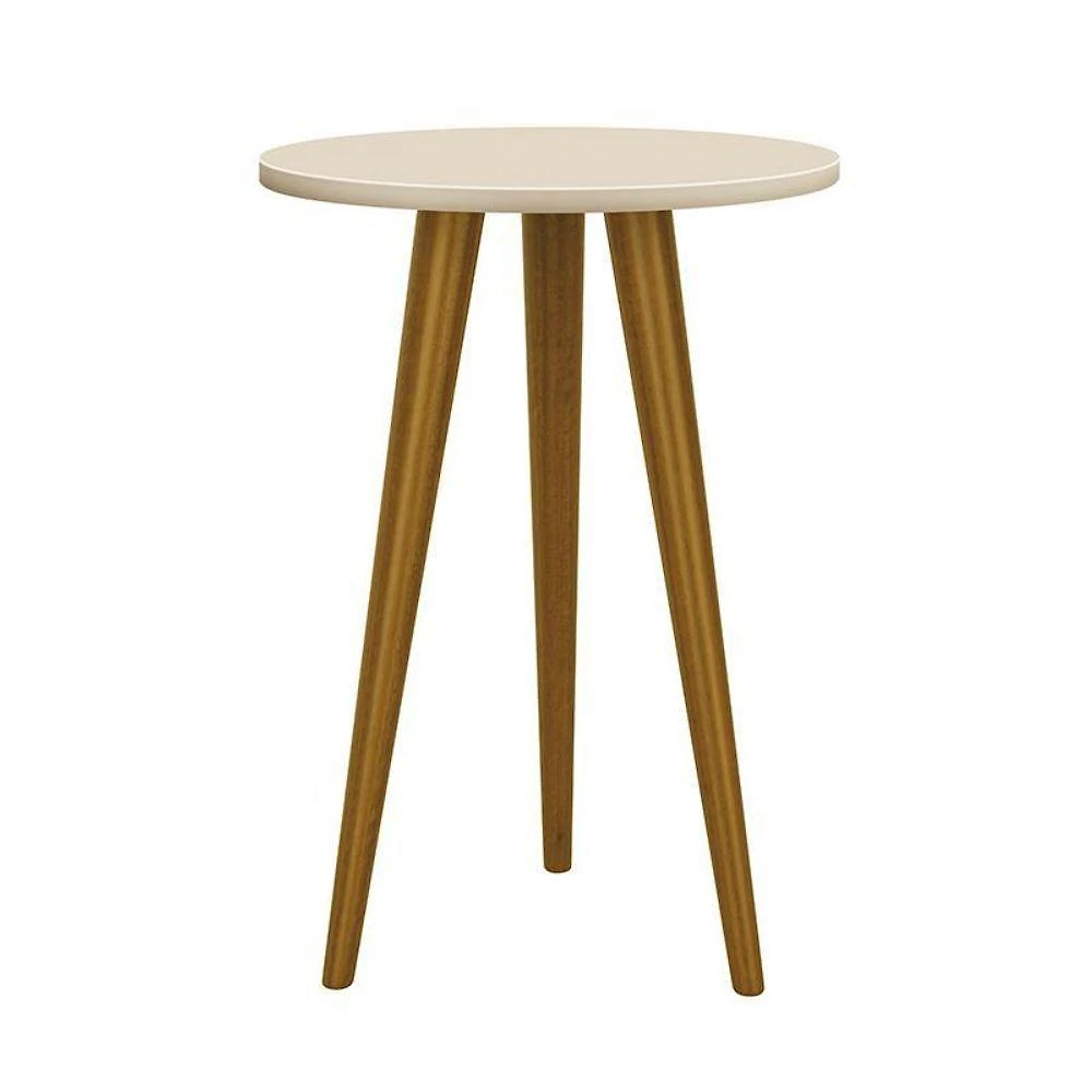 Mesa de Canto Theo Redonda MDF Madeira 48CM Areia Fosco Reller Móveis