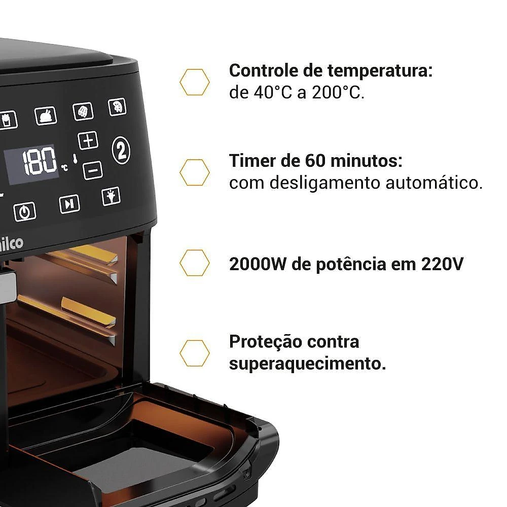 Air Fryer Philco 14L 4 Em 1 Painel Digital PAF14A 110V