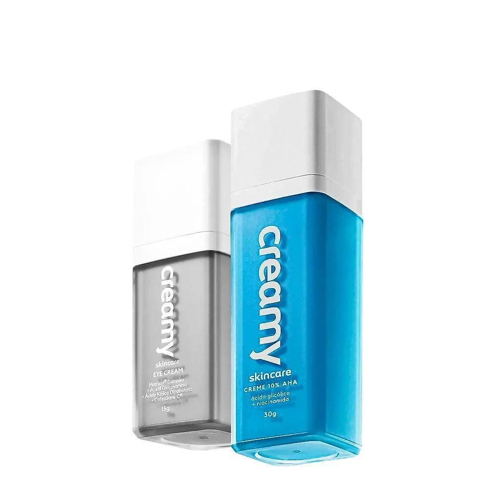 Kit Skincare Creamy Ácido Glicólico e Eye Cream Tratamento Noturno Redutor de Linhas Multicolorido