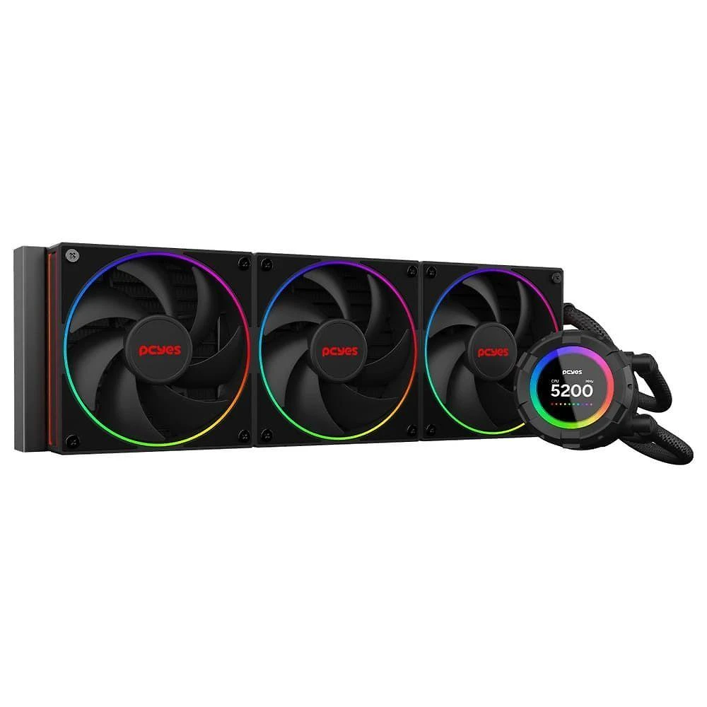Water Cooler Pcyes Vision 360mm Black Vulcan com Tela LCD 2,1 Preto