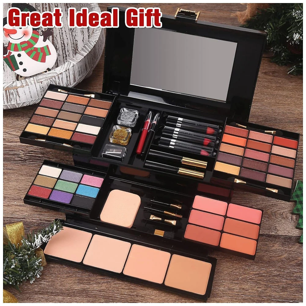 Kit de Maquiagem Profissional Completo MORNECA com Espelho 58 Cores Tudo em Um Sombra Blush Pó Batom Eyeliner Máscara para Mulheres