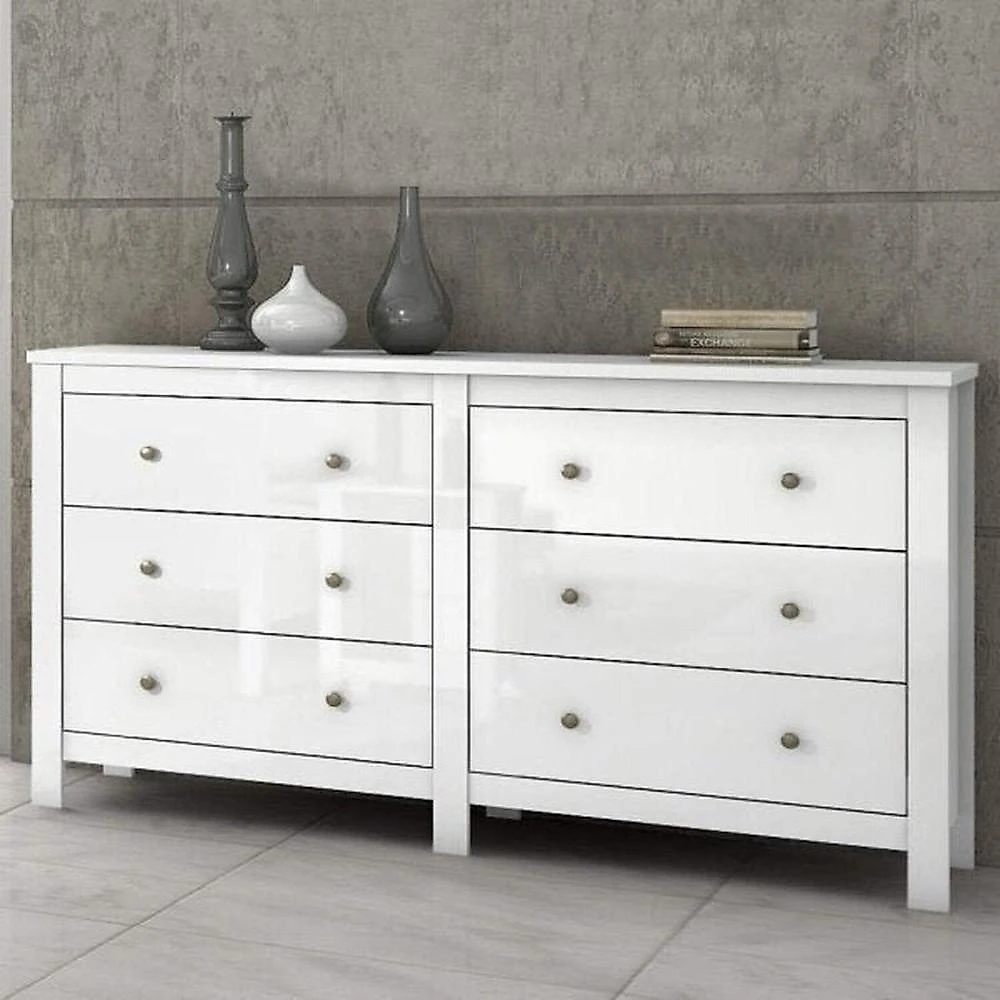 Quarto Infantil com 2 Camas de Solteiro Loop e 1 Cômoda Maggiore Quarto Infantil com 2 Camas de Solteiro Loop e 1 Mesa de Cabeceira Maggiore Branco