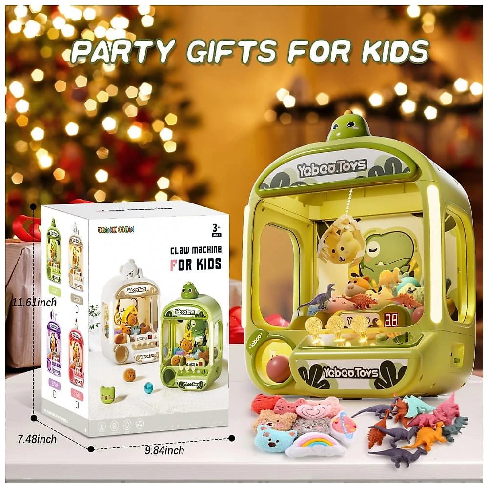 Máquina de Garra Infantil ORANGE OCEAN Estilo Dinossauro com Luzes e Som – 60 Peças, Brinquedo Arcade Grande para Crianças 3 a 8 Anos