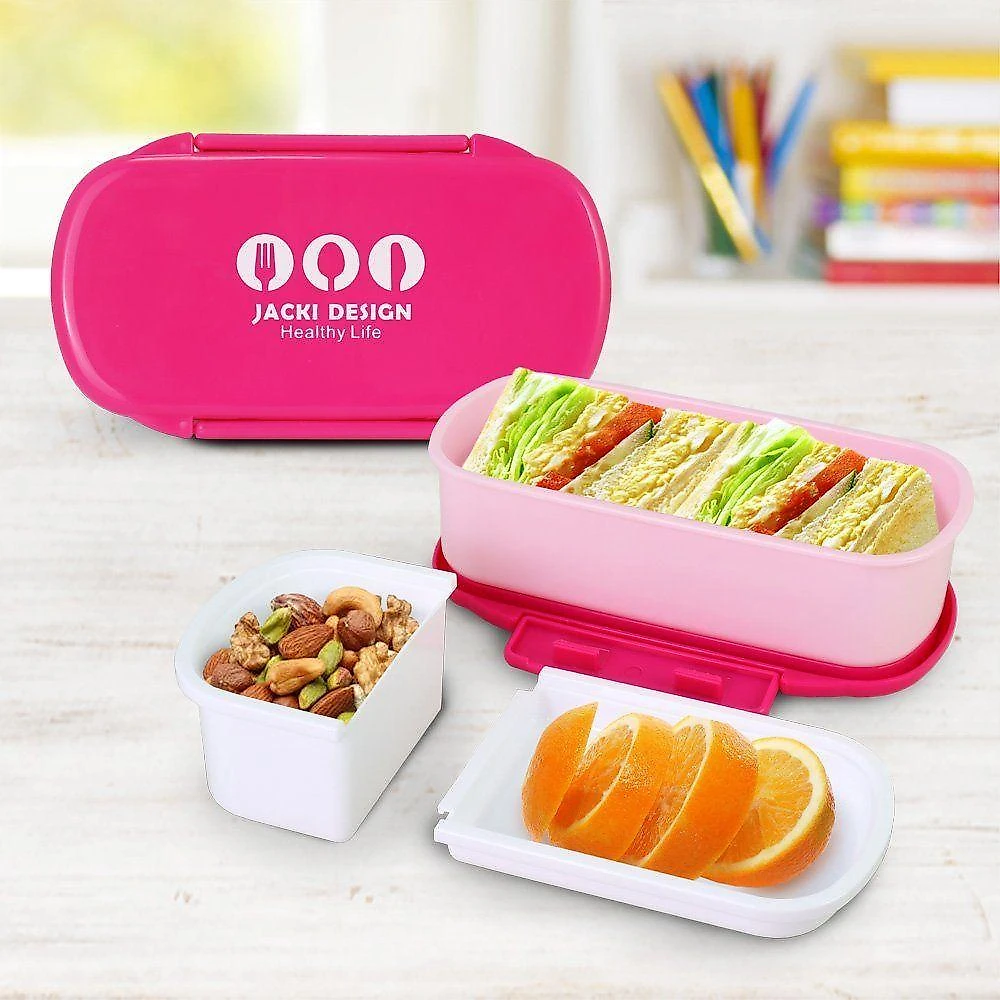 Lancheira Térmica E Pote P/ Lanche 450 Com Garrafa 550ml E Porta Acessórios Multiuso Pink