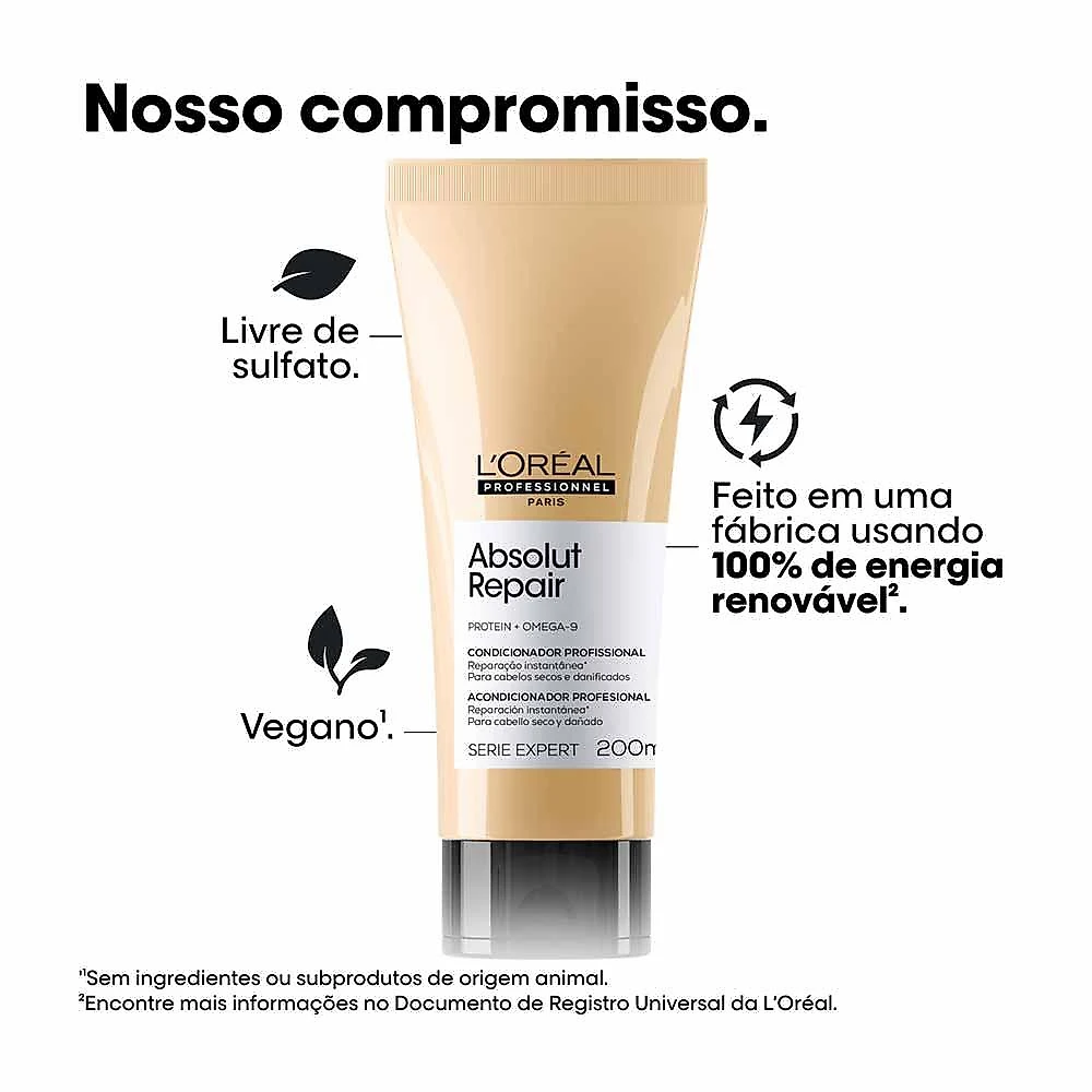 Condicionador l'oréal professionnel absolut repair com proteína e Ômega 9 200ml