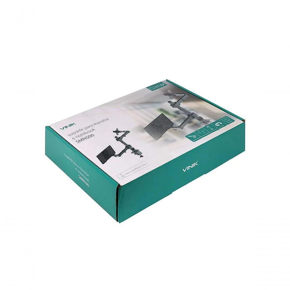 Suporte Articulado para Monitor e Notebook SMN500 com Inclinação ±90° Preto Vinik
