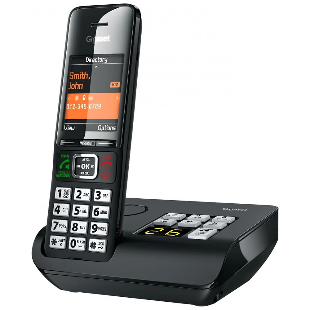 Telefone Sem Fio Gigaset Comfort 552A DECT Titânio/Preto 1 Handset com Secretária Eletrônica, Tela Colorida 2,2", Proteção de Chamadas