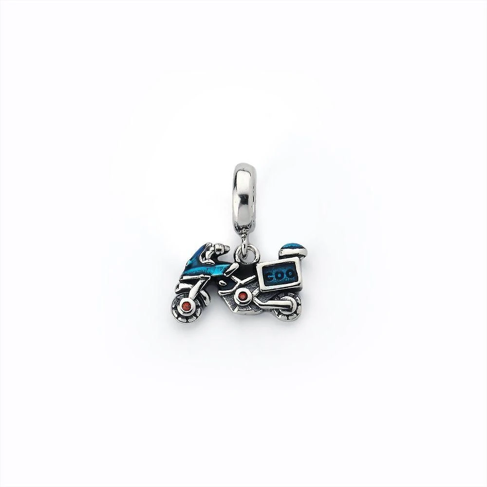 Berloque Moto em Prata 925 Esmaltada