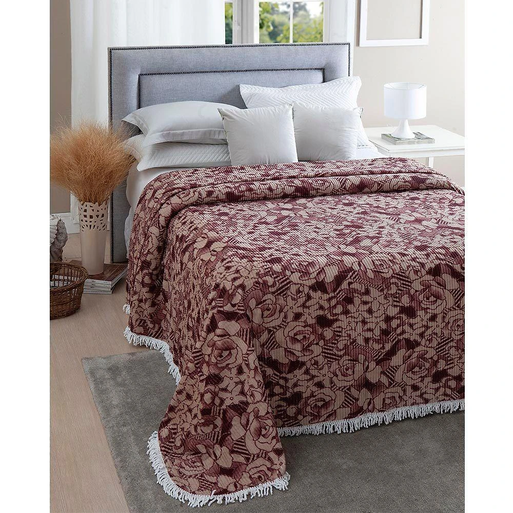 Colcha Casal Chenille Canelada Valentina Vinho Jolitex