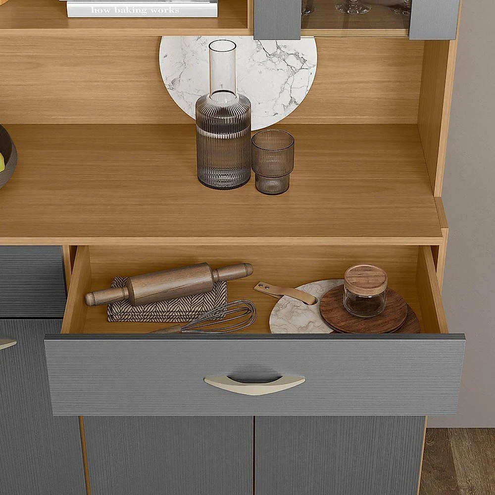 Armário Cozinha Compacta Golden Freijó/gris 8 Portas E 2 Gavetas - Kits Paraná
