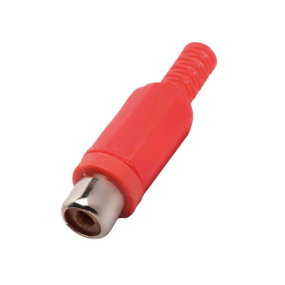 Plug Especial Rca Femea Vermelho Plastico Com Rabicho