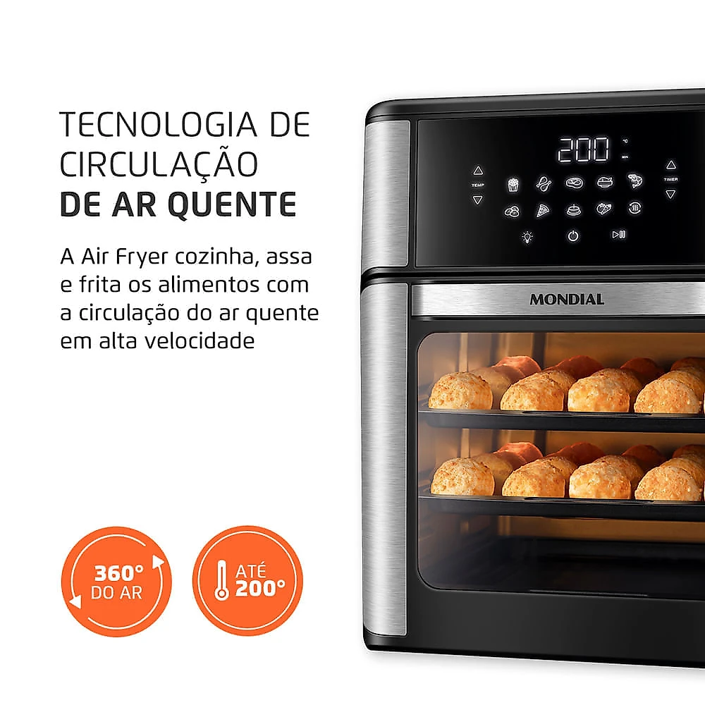 Miniatura Fritadeira Elétrica Forno Oven 12L Mondial AFON-12L-BI 127V