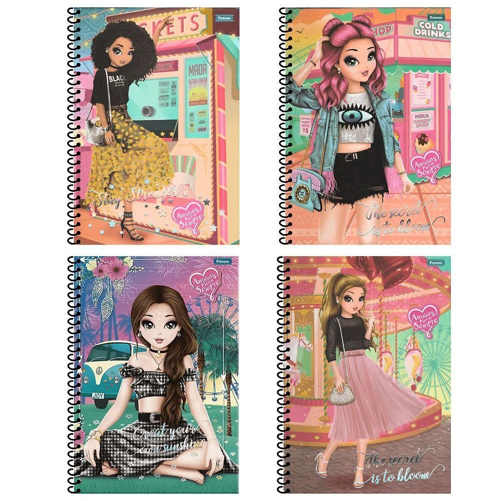 Caderno Espiral Capa Dura 1 Matéria Foroni Amigas para Sempre 96 Folhas Pautadas Formato 200X275MM