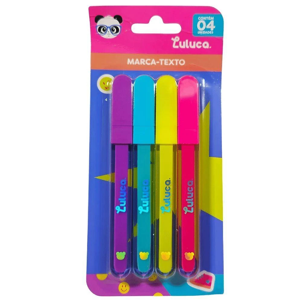 Marca Texto Sky Paper Luluca Kit com 4 Unidades Ponta Chanfrada Cores Variadas