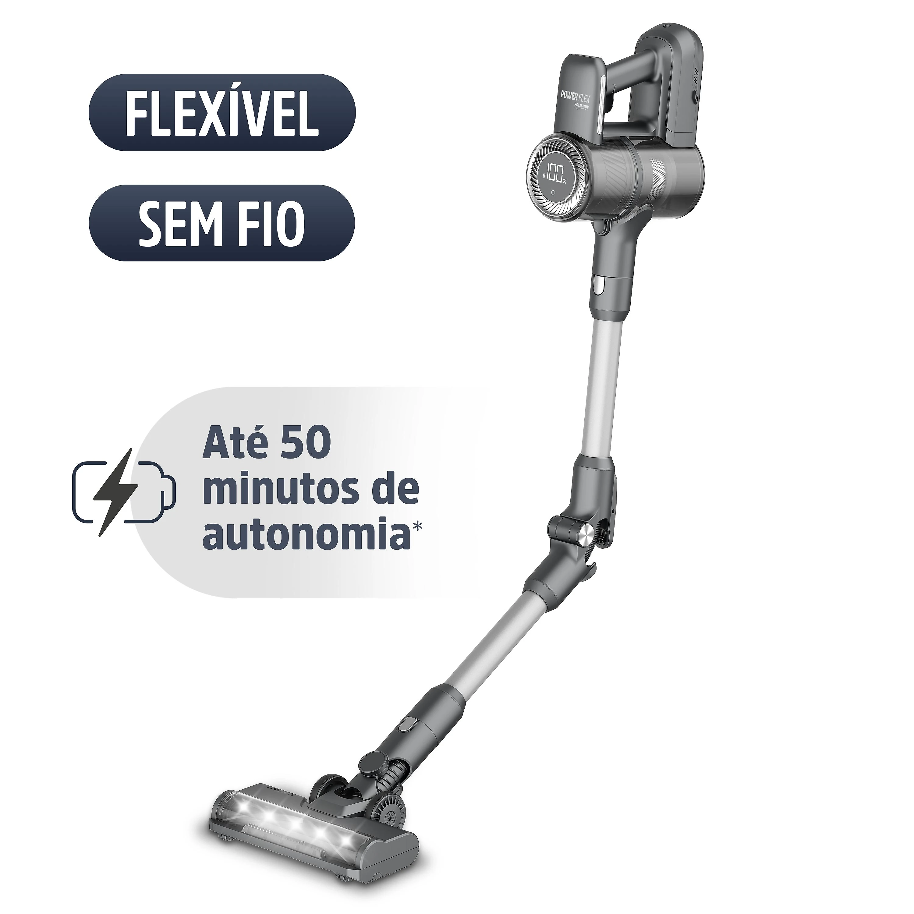 Aspirador de pó vertical sem fio 2 em 1 Power Flex Polishop | Bivolt