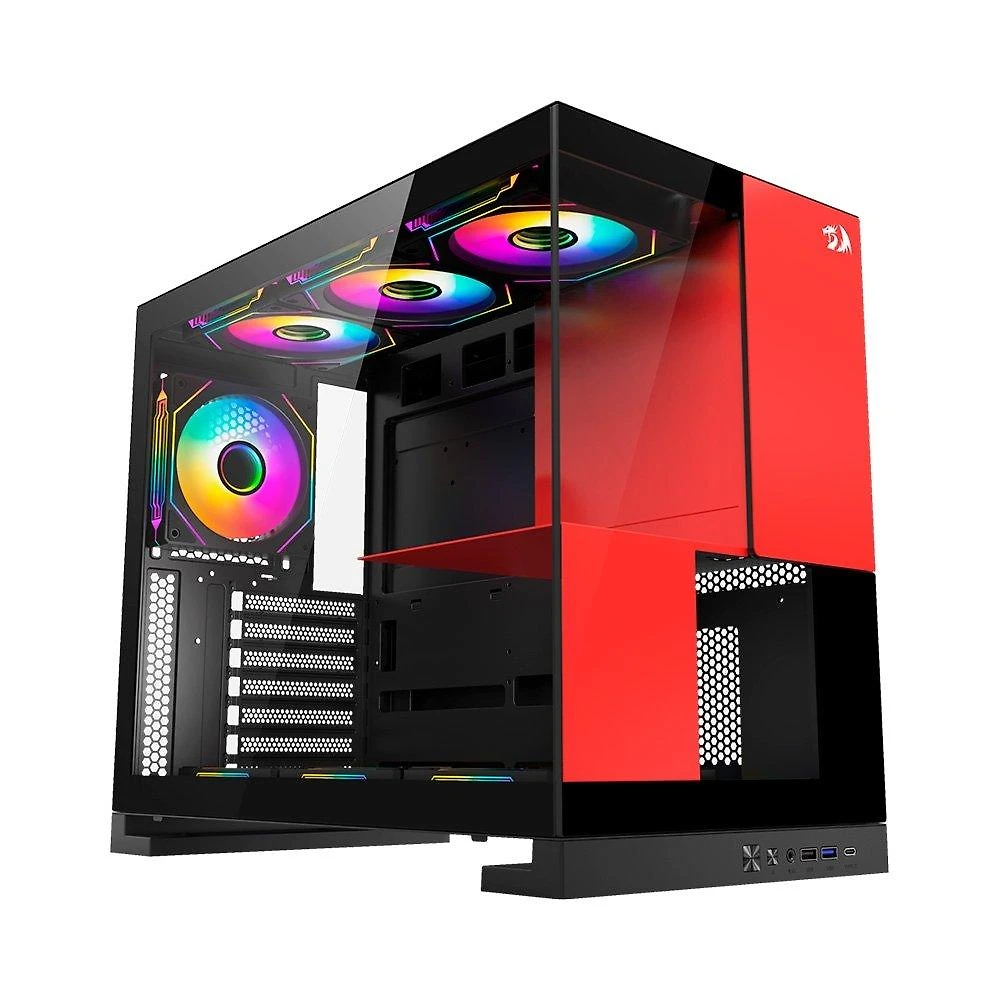 Gabinete Gamer Redragon Eternal P&V, Mid Tower, ARGB, ATX, Lateral em Vidro, Preto e Vermelho - CA-612BR