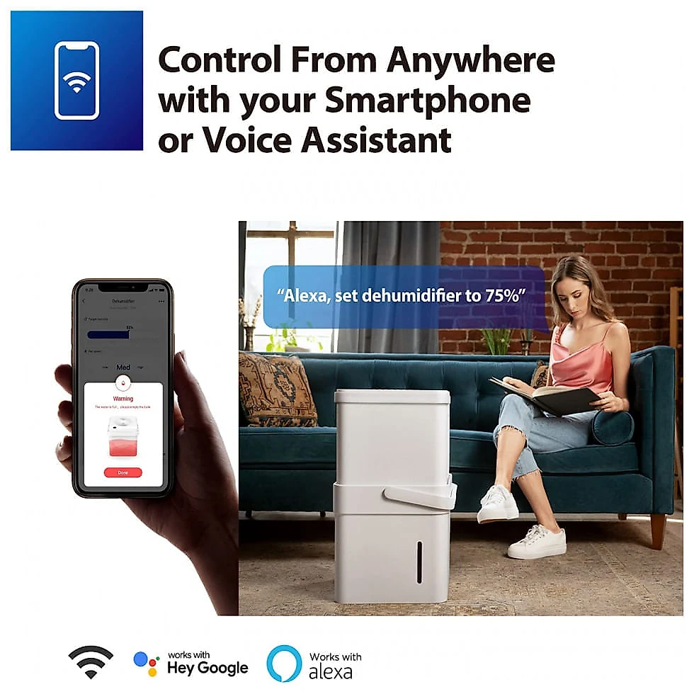 Desumidificador para Grandes Ambientes 6L até 140 m2 com Controle Inteligente, 110V, Midea, Branco