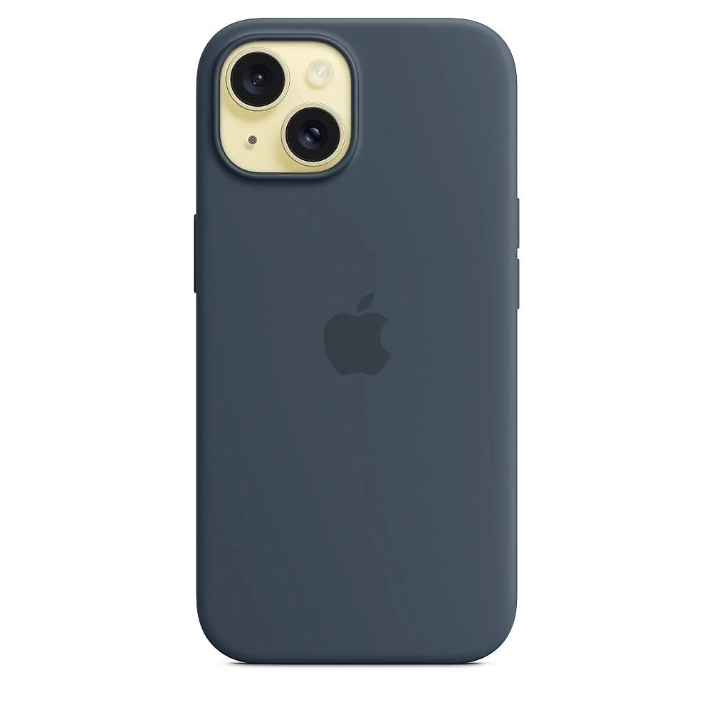 Capa com Magsafe para iPhone 15, Apple, Silicone Azul-tempestade