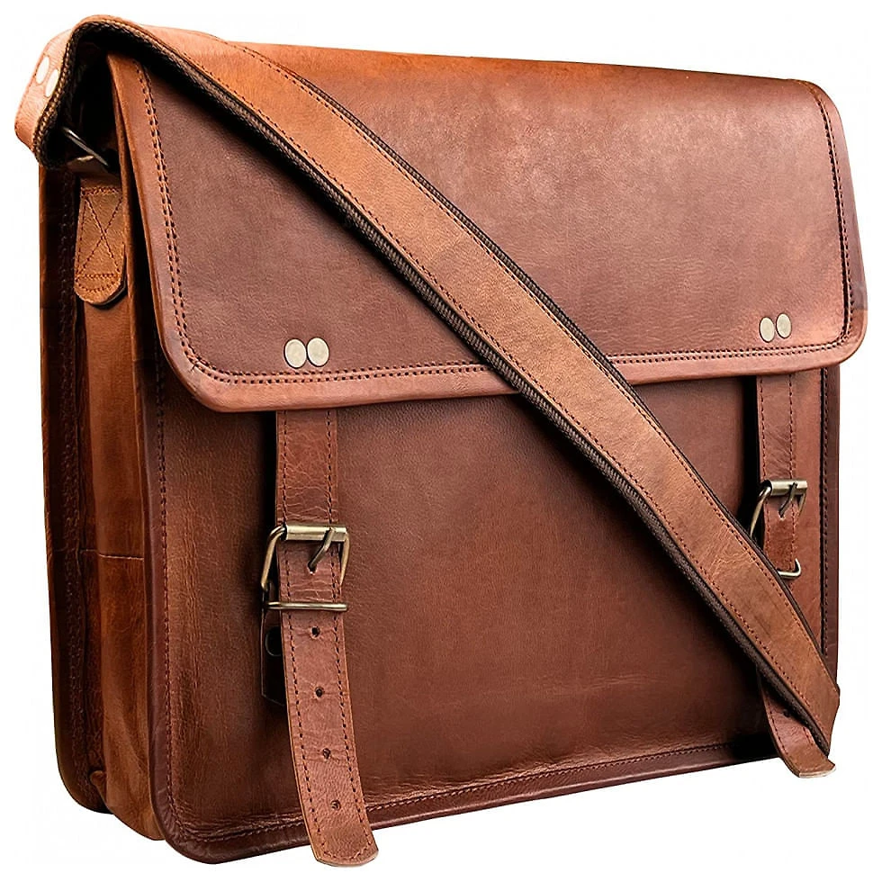 Bolsa Maleta RUSTIC TOWN de Couro Unissex para Laptop , Marrom