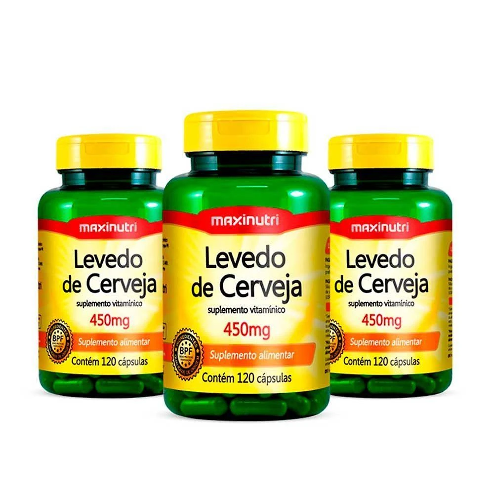 Kit 03 Levedo De Cerveja 450mg Maxinutri 120 Capsulas