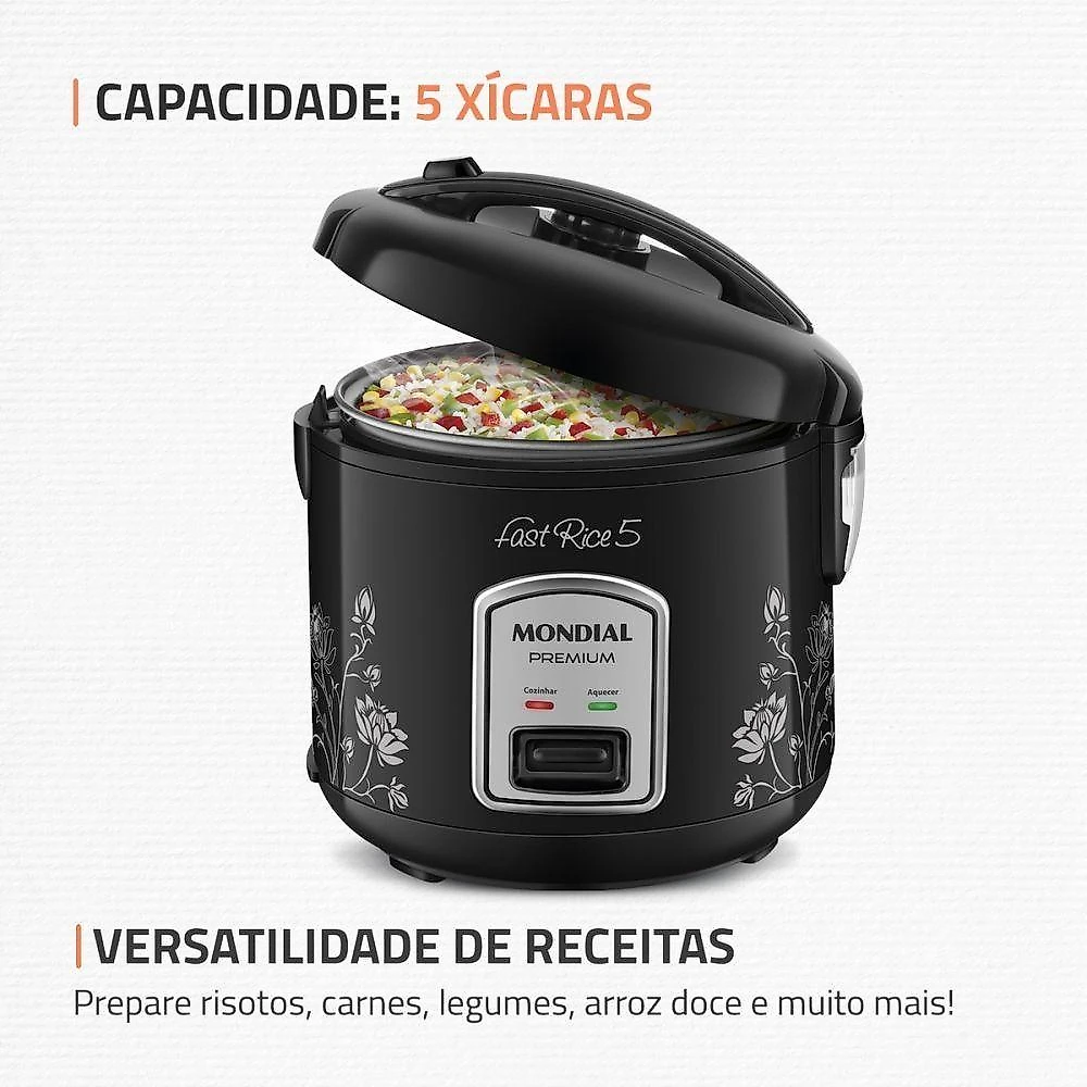 Panela de Arroz Elétrica Fast Rice 5 Premium NPE-08-5X 5 Xícaras 400W com Cuba Antiaderente 110V