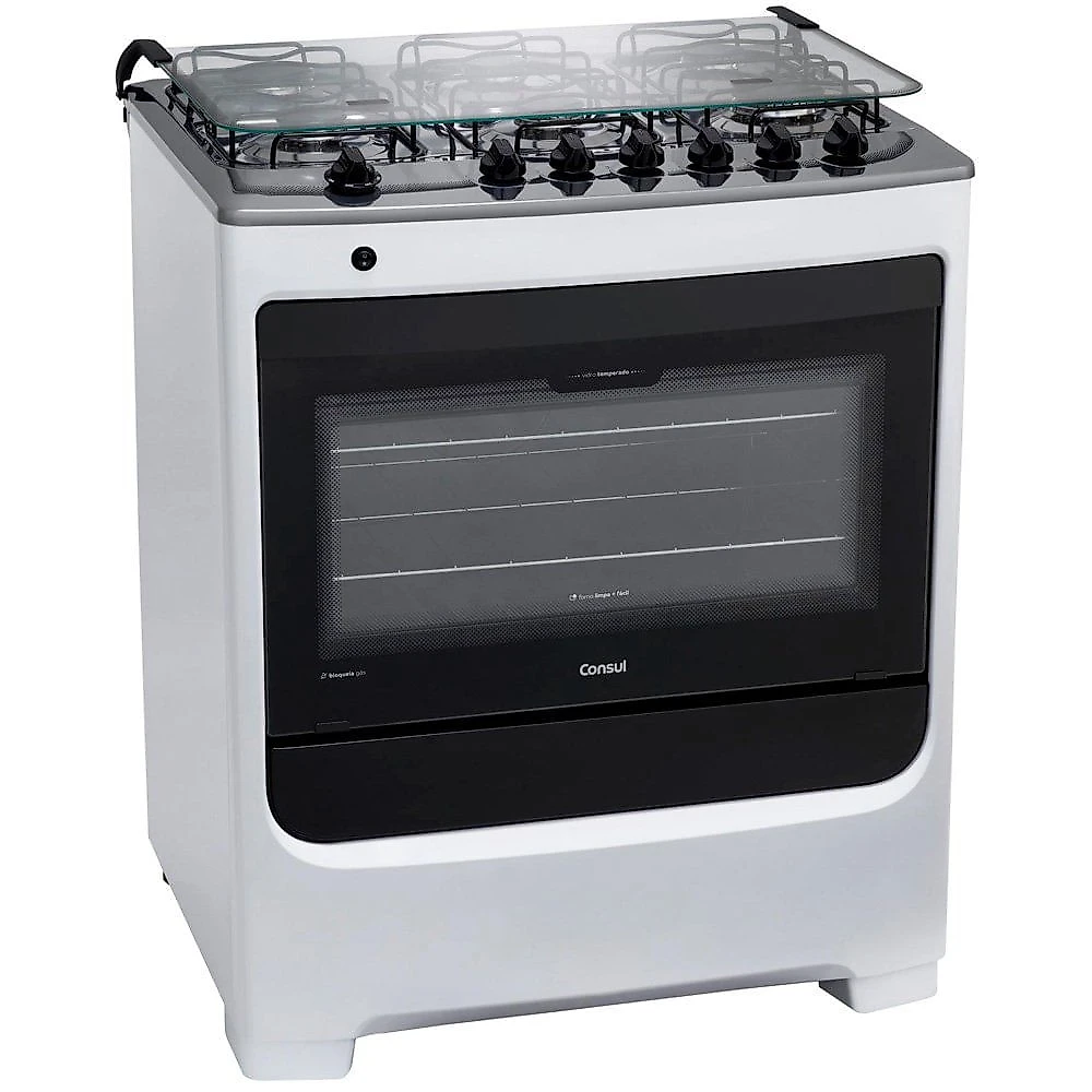 Fogão a Gás de Piso 6 Bocas Mesa em Aço Inox CFS6NAB Consul Branco - Bivolt