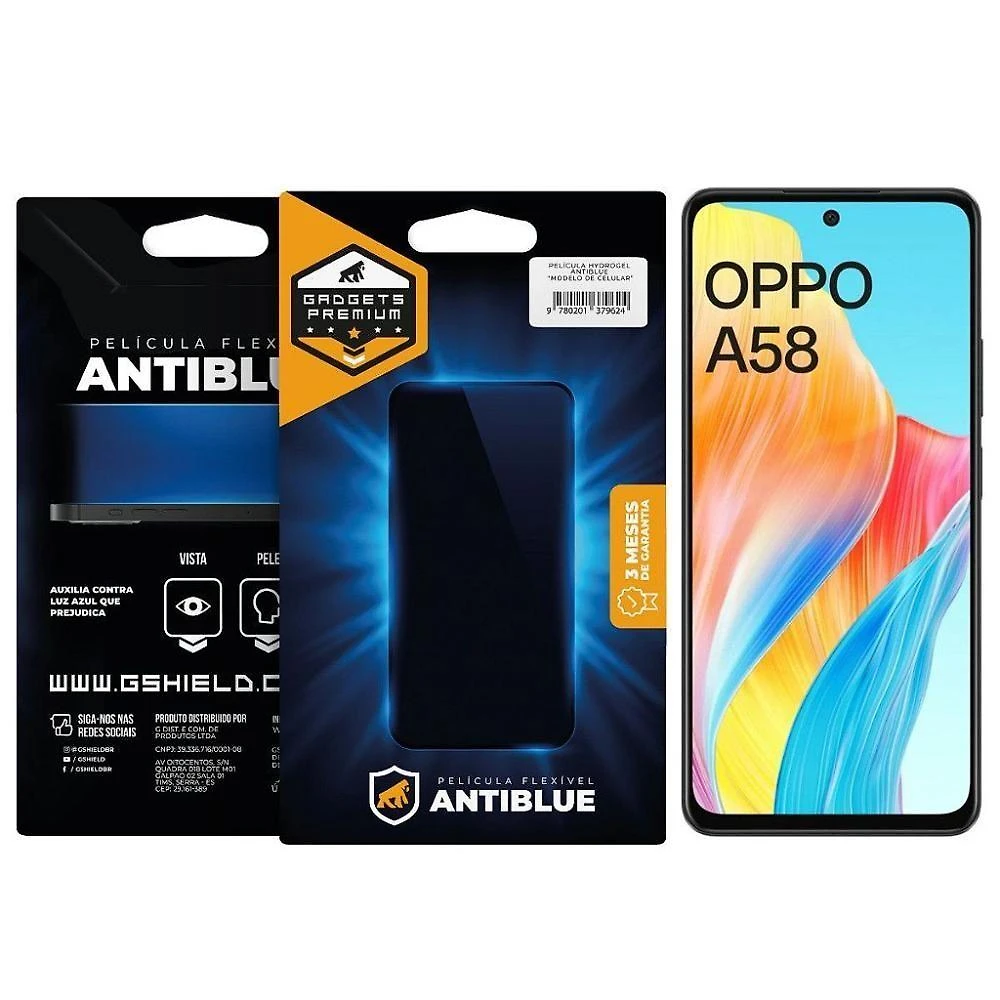 Película para Oppo A58 Gshield Antiblue com Bloqueio de 99% da Luz Azul Transparente 1 Unidade