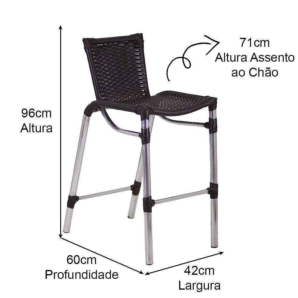 Kit 2 Banquetas Alumínio Fortaleza Alta Para Trama Original Tabaco