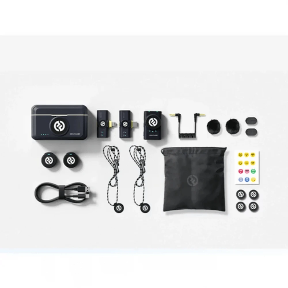 Sistema Microfone Lapela Duplo Hollyland Lark M2 Combo Wireless para Câmeras e SmartPhones