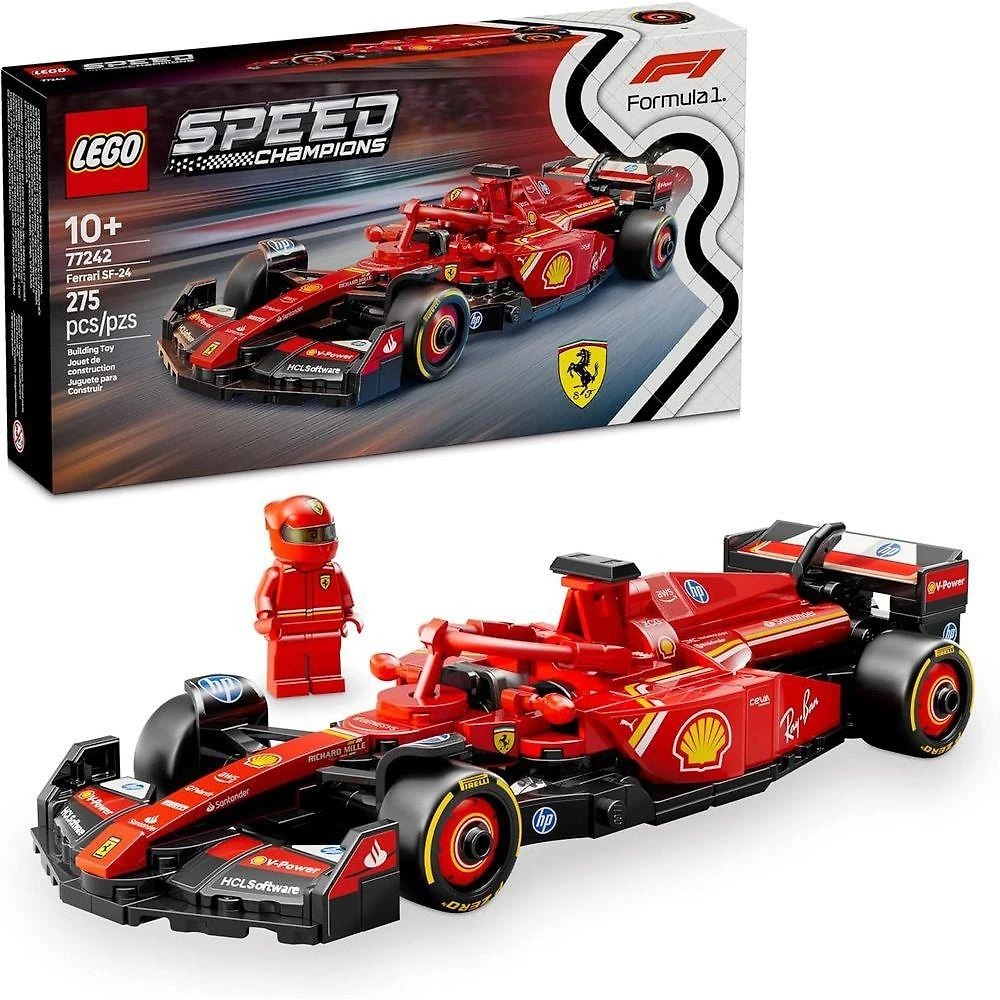 Kit de Construção 77242 Carro de Corrida Ferrari SF-24 F1 Vermelho Lego 275PEÇAS