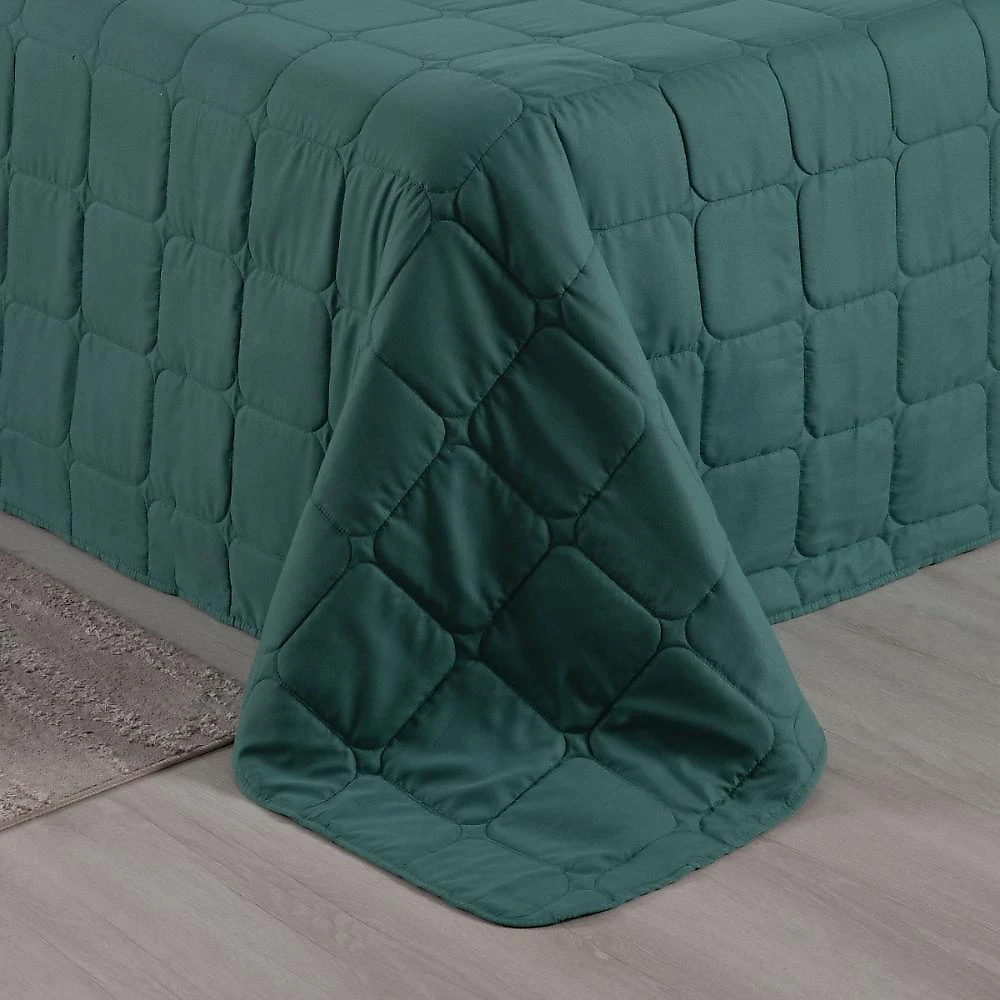 Kit cobre leito colcha speciale queen matelado toque acetinado 400 fios 3 peças verde