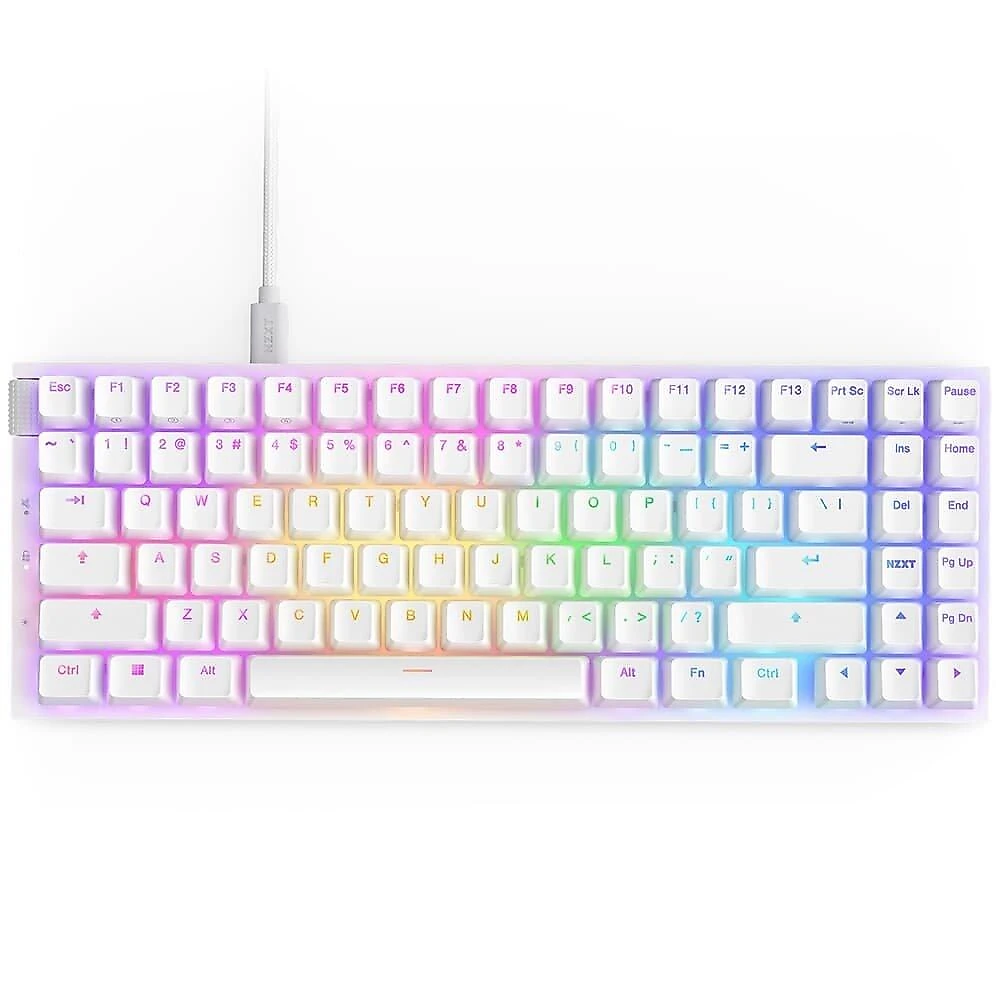 Teclado Óptico Gamer NZXT Function 2 MiniTKL, RGB, USB-C, Layout US, Branco - KB-002NW-US