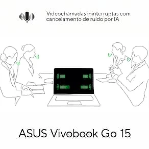 Notebook ASUS Vivobook Go 15 AMD Athlon 4GB RAM 128GB SSD 15,6" Full HD Windows 11