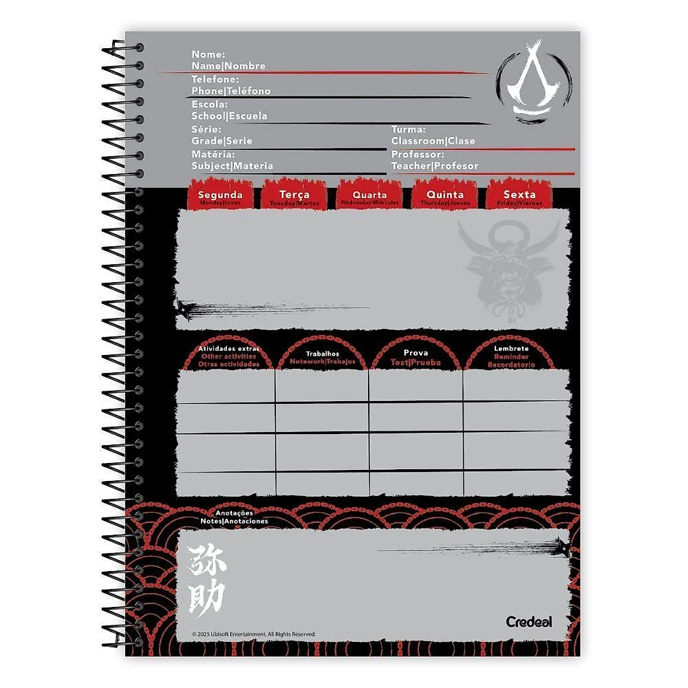 Caderno Espiral Universitário Capa Dura 1 Matéria 80f Assassins Creed Credeal Estampa 2