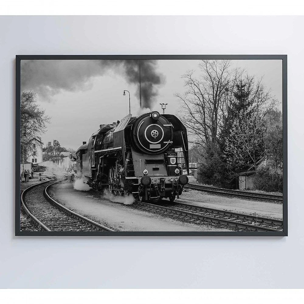 Quadro Trem Preto E Branco 2 120x80 Cm Adesivo Fotográfico